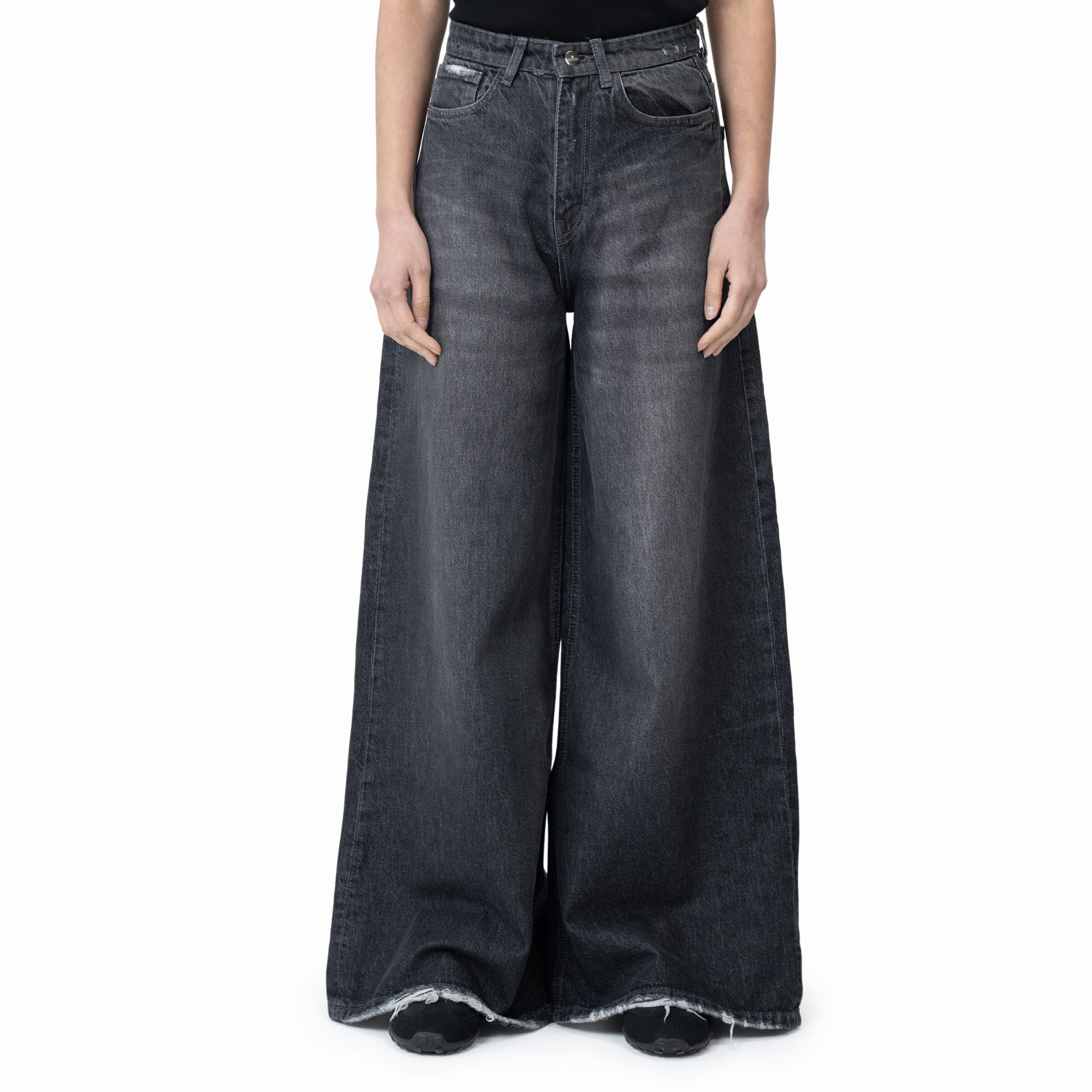 شلوار جین فول بگ قد 110 زنانه-CL3206-Black